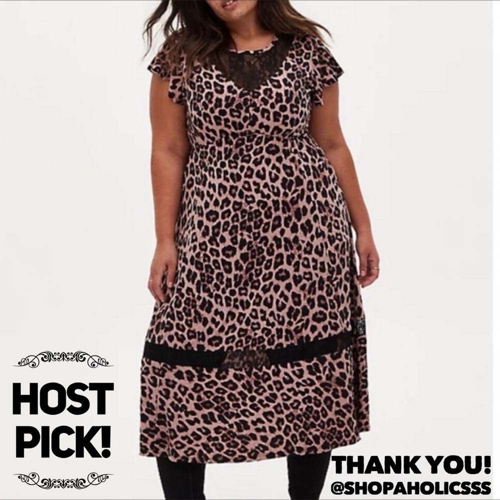 Torrid Leopard Studio Knit Midi Dress 0 0X 12 - Picture 4 of 4
